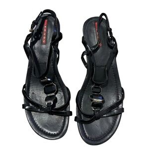 Prada Black Leather Ankle-Strap Platform Sandal